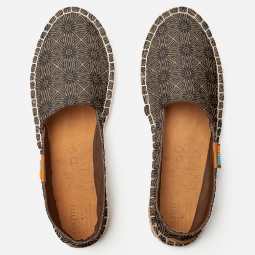Modern Abstract Cool Geometric Deco Pattern Brown Espadrilles