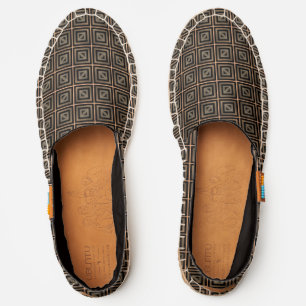 Modern Abstract Cool Geometric Print Elegant Brown Espadrilles
