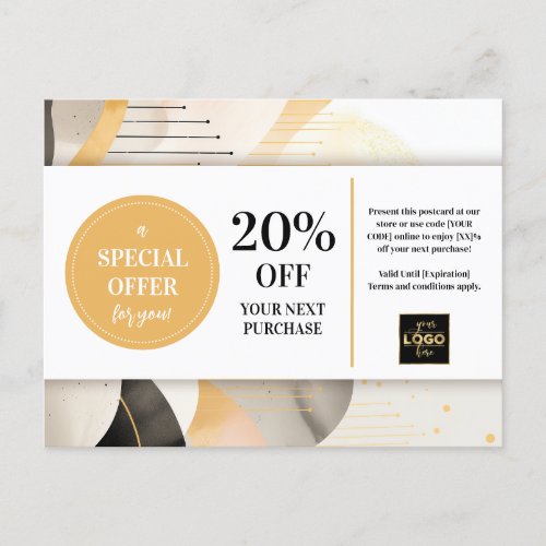 Modern Abstract Coupon Discount Postcard