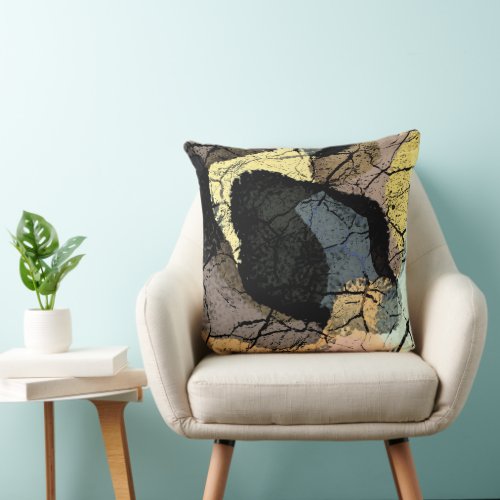 Modern Abstract Crackled Colour Block Throw Pillow
