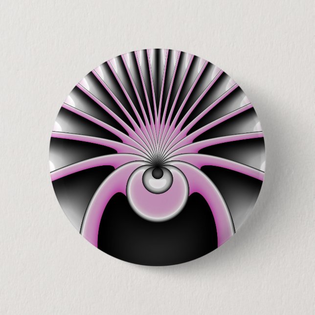 Modern Abstract Crazy Fractal Art Pattern Button (Front)