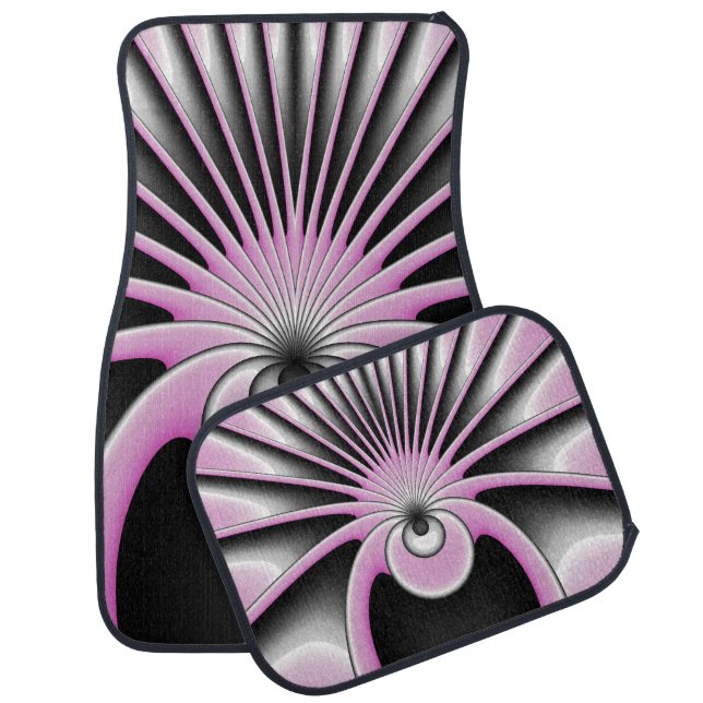 Modern Abstract Crazy Fractal Art Pattern Car Floor Mat (Set)