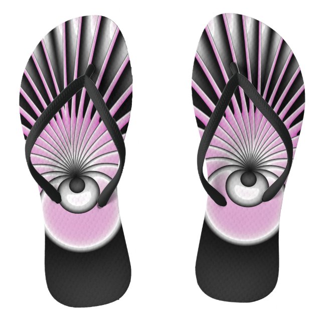 Modern Abstract Crazy Fractal Art Pattern Flip Flops (Footbed)