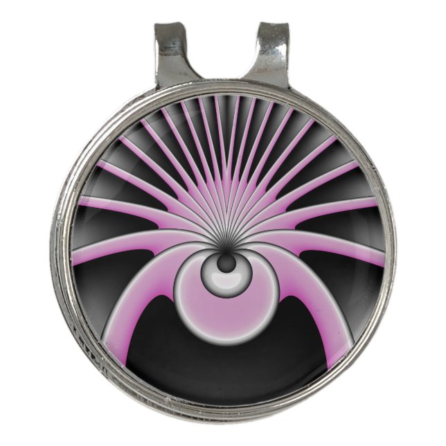 Modern Abstract Crazy Fractal Art Pattern Golf Hat Clip (Front)