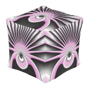 Modern Abstract Crazy Fractal Art Pattern Outdoor Pouf