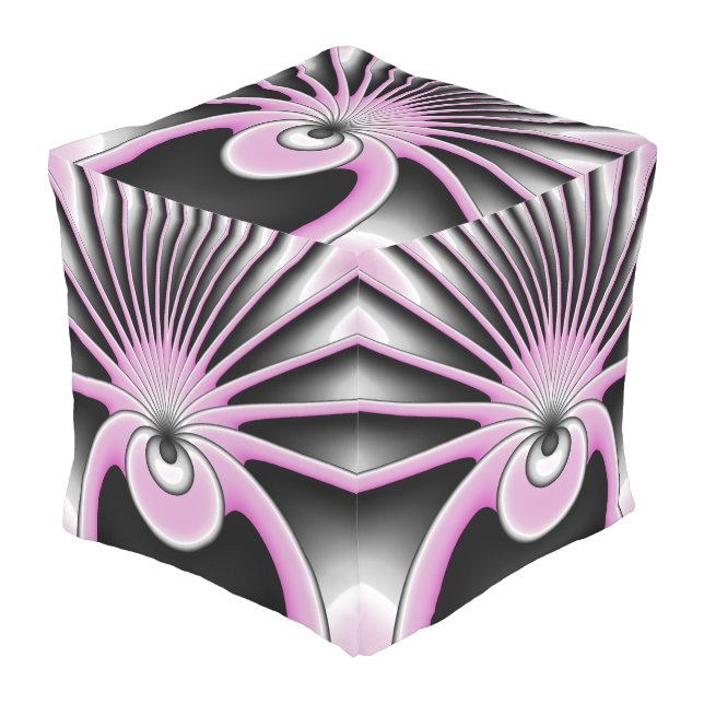Modern Abstract Crazy Fractal Art Pattern Outdoor Pouf (Angled Front)