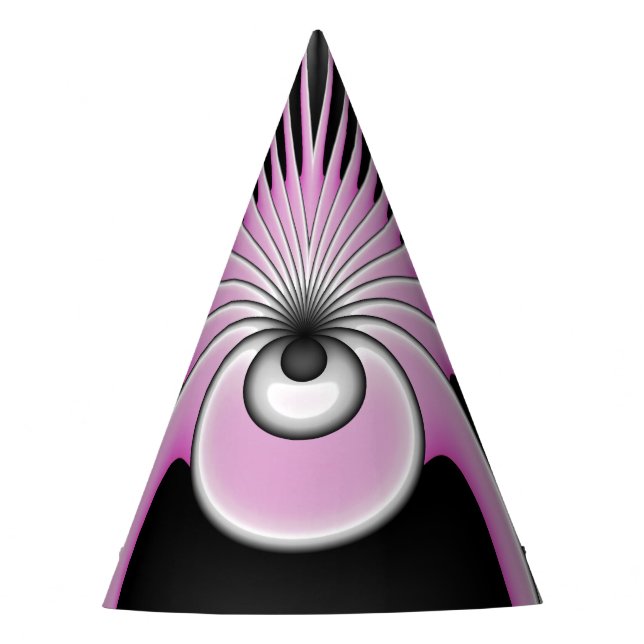 Modern Abstract Crazy Fractal Art Pattern Party Hat (Front)