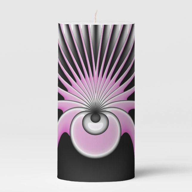 Modern Abstract Crazy Fractal Art Pattern Pillar Candle (Front)