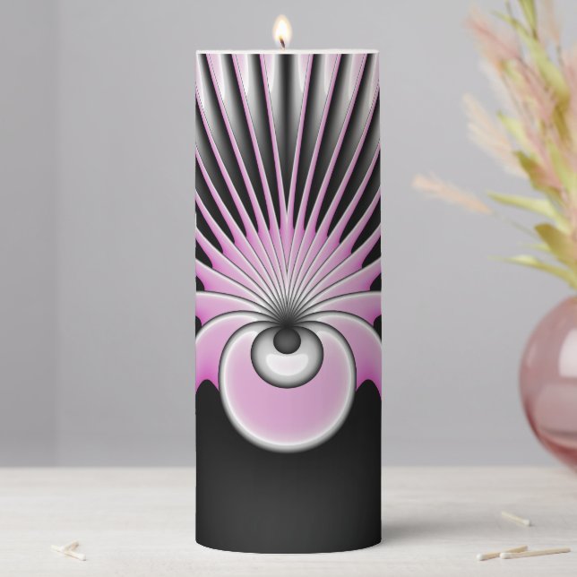 Modern Abstract Crazy Fractal Art Pattern Pillar Candle (In Situ)
