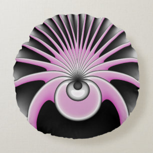 Modern Abstract Crazy Fractal Art Pattern Round Pillow