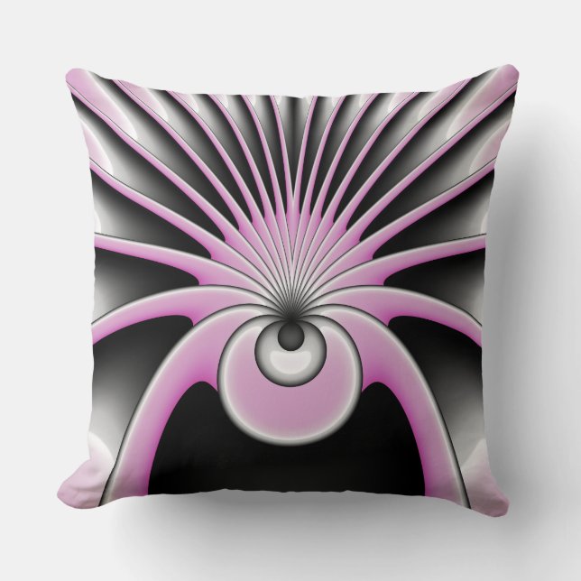 Modern Abstract Crazy Fractal Art Pattern Throw Pillow (Front)