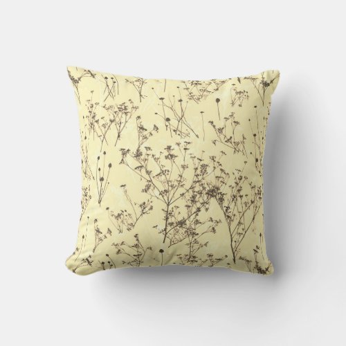 Modern Abstract Cream Brown Beige Floral Throw Pillow