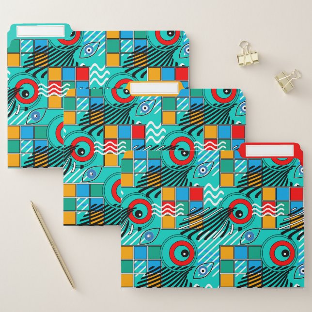 Modern abstract creative multicolored pattern file folder (Set)