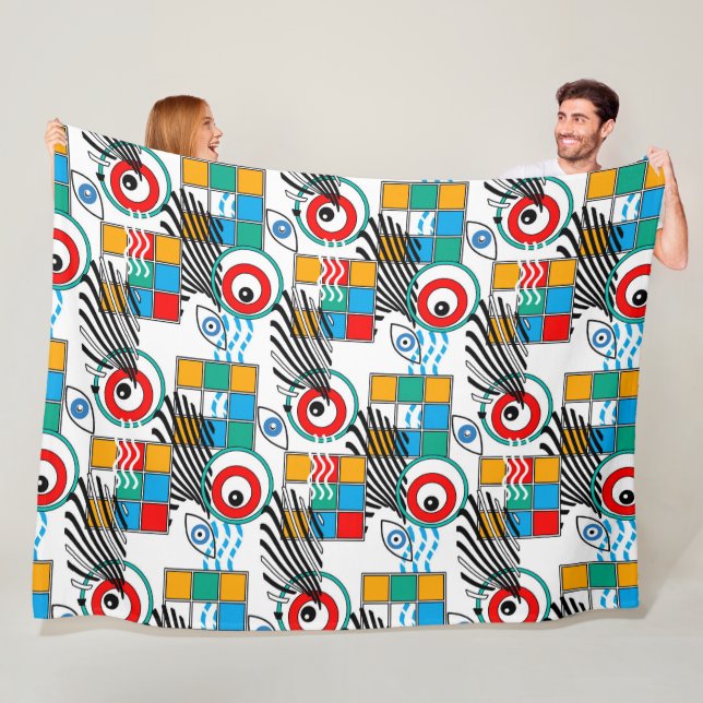 Modern abstract creative multicolored pattern fleece blanket (In Situ)