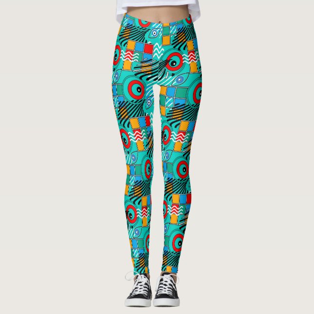 Modern abstract creative multicolored pattern leggings (Front)