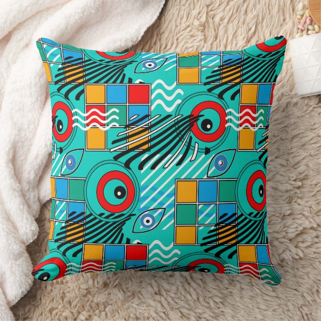 Modern abstract creative multicolored pattern throw pillow (Blanket)