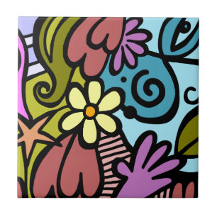 Modern Abstract Cubism Art Tile