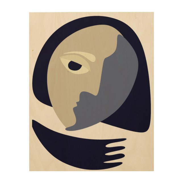 Modern Abstract Cubism Minimalist Human Face Art (Front)