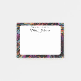 Modern Abstract Curled Rainbow Pattern Teacher Post-it Notes