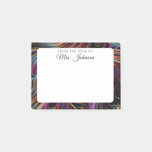 Modern Abstract Curled Rainbow Pattern Teacher Post_it Notes