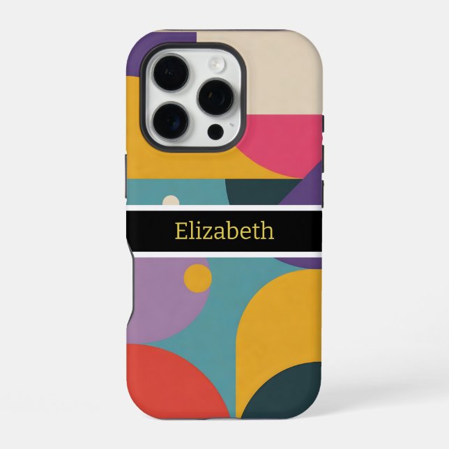 Modern Abstract Custom Name Geometric  Iphone Case (Back)
