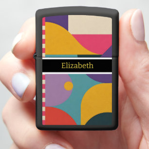 Modern Abstract Custom Name Geometric  Zippo Lighter