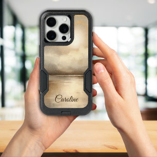 Modern Abstract Custom Name Gold Sunset Sunrise iPhone 15 Pro Case