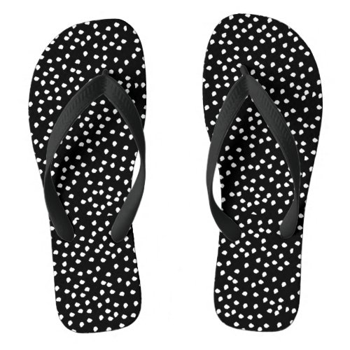 Modern Abstract Cute Polka Dot Black and White Flip Flops