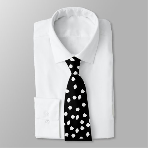 Modern Abstract Cute Polka Dot Black and White Neck Tie