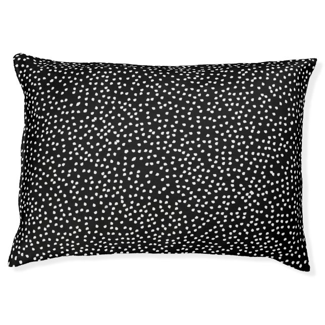 Modern Abstract Cute Polka Dot Black and White Pet Bed (Front)