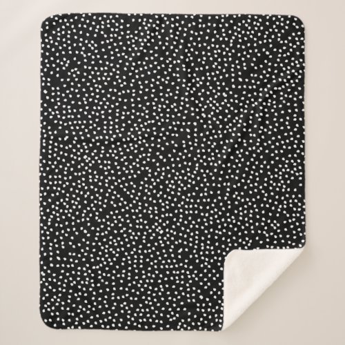 Modern Abstract Cute Polka Dot Black and White Sherpa Blanket