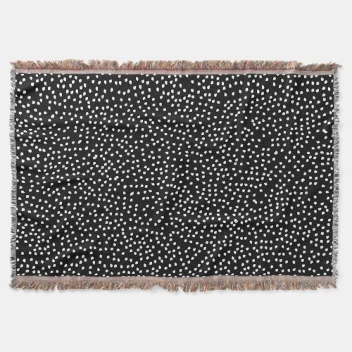 Modern Abstract Cute Polka Dot Black and White Throw Blanket