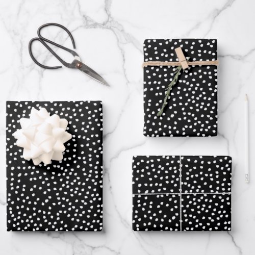 Modern Abstract Cute Polka Dot Black and White Wrapping Paper Sheets