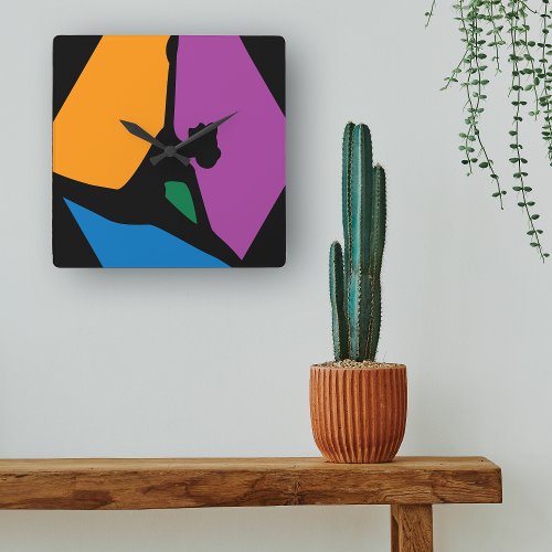 Modern Abstract Dancer Square Wall Clock