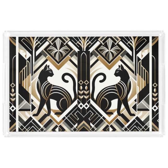 Modern Abstract Decorative Cat Acrylic Vanity Tray (Front)