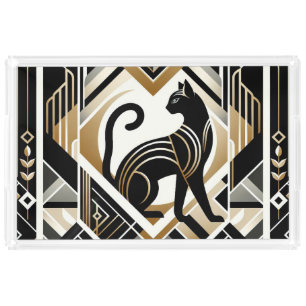 Modern Abstract Decorative Cat Acrylic Vanity Tray