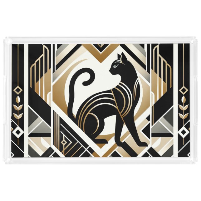 Modern Abstract Decorative Cat Acrylic Vanity Tray (Front)