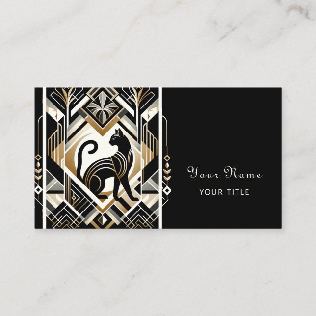 Modern Abstract Decorative Cat Business Card (Front)