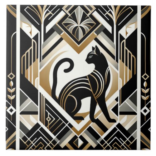 Modern Abstract Decorative Cat Ceramic Tile