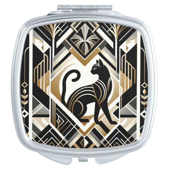 Modern Abstract Decorative Cat Compact Mirror (Front)