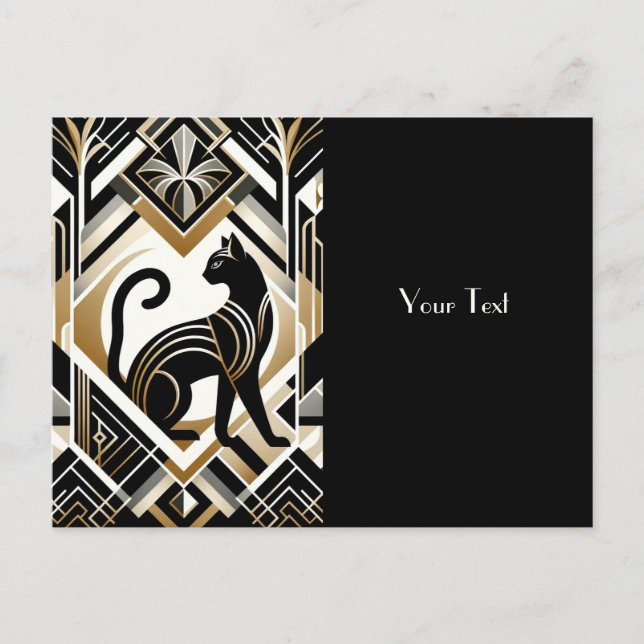 Modern Abstract Decorative Cat Postcard (Front)