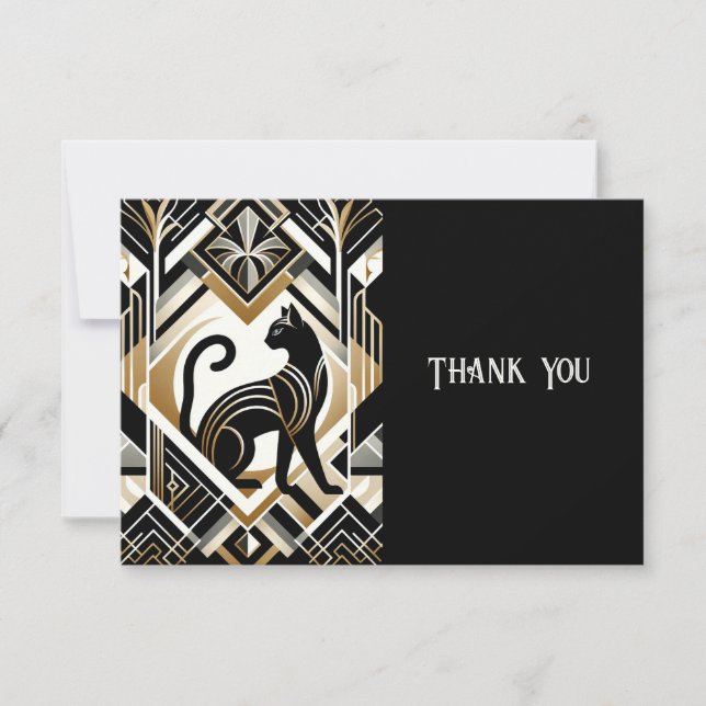 Modern Abstract Decorative Cat Thank You Card (Front)