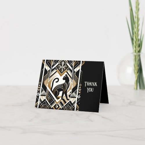 Modern Abstract Decorative Cat Thank You Card