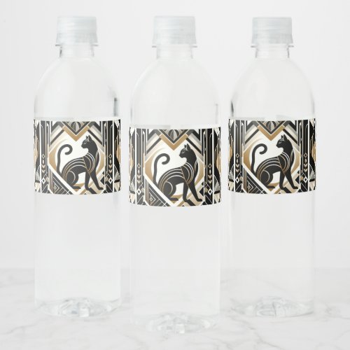 Modern Abstract Decorative Cat Water Bottle Label