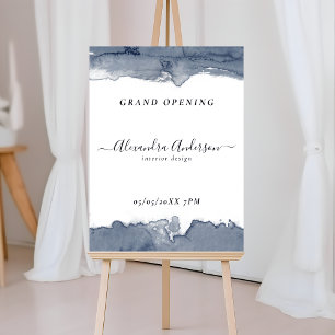Modern Abstract Deep Gray Watercolor Grand Opening Foam Board