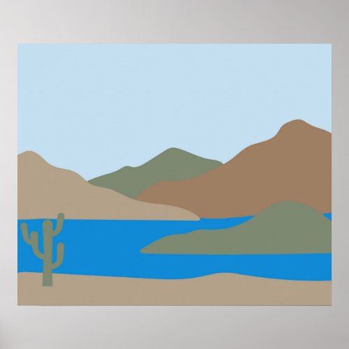 Modern Abstract Desert Ocean Beach Landscape Mid  Poster