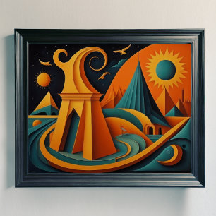 Modern Abstract Design Cubism Surrealism 4:5 Poster