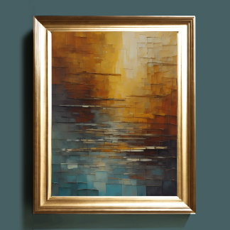 Modern Abstract Design Gold and Blue Tones II Poster