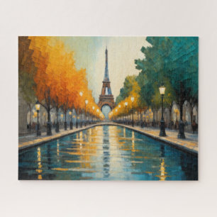 Modern Abstract Design Gold Orange Blue European  Jigsaw Puzzle