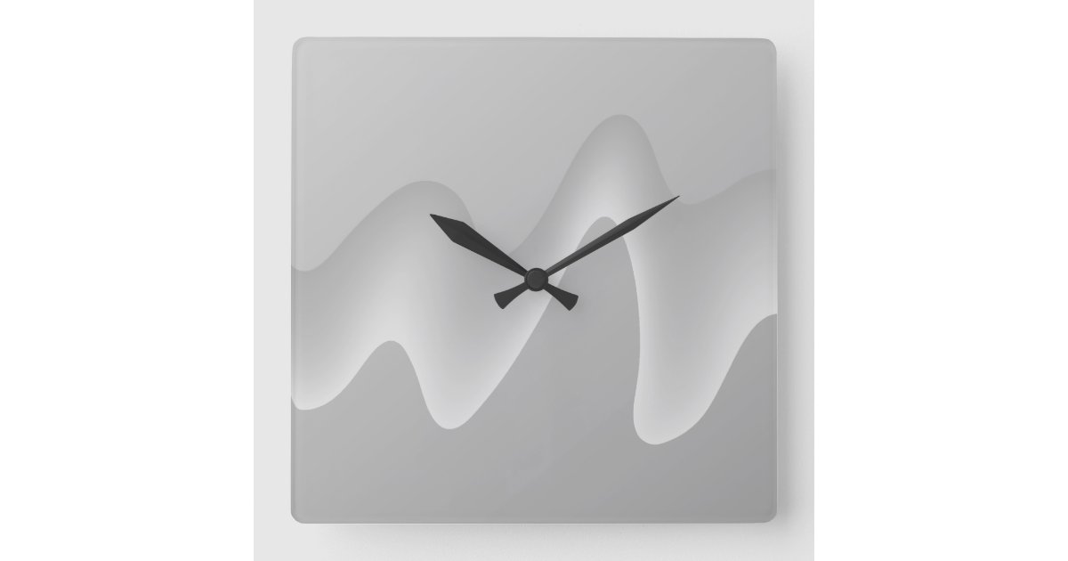Modern Abstract Design in Light Gray. Square Wall Clock Zazzle